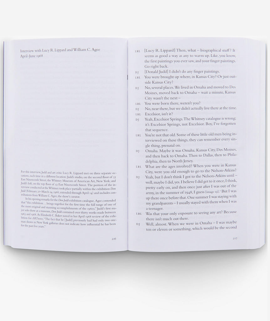 Donald Judd Interviews}
