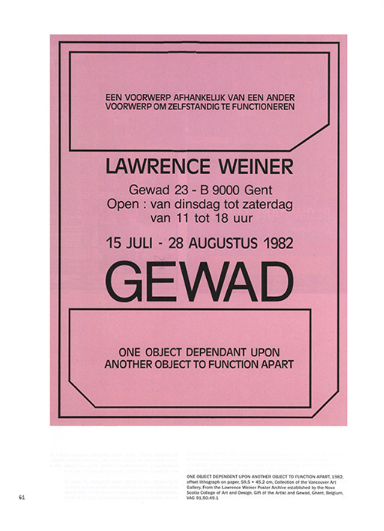Of & About Posters: The Lawrence Weiner Poster Archive (1965-2021)}