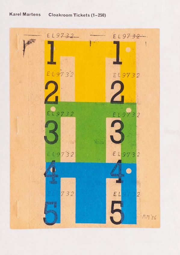 Cloakroom Tickets (1-250) by Karel Martens}