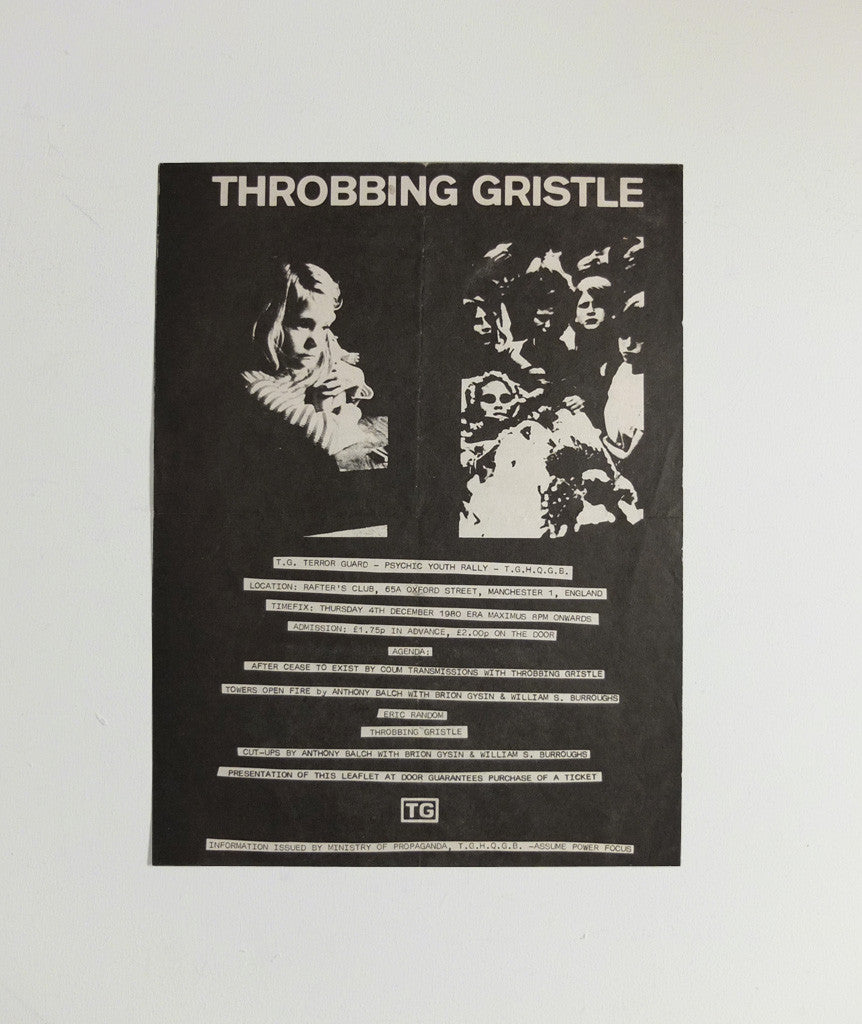 Throbbing Gristle at the Rafter’s Club poster, 1980}