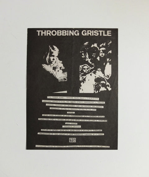 Throbbing Gristle at the Rafter’s Club poster, 1980