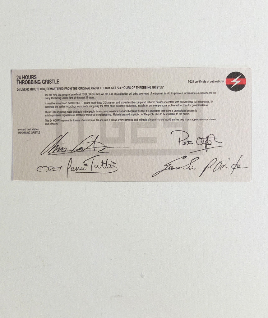 Throbbing Gristle 24hr Certificate (Signed)}