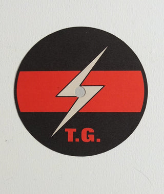 Throbbing Gristle lightning bolt label}