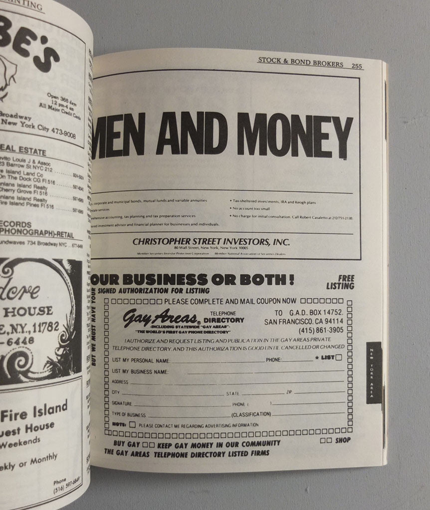 Gay Areas Telephone Directory Published by Matt Connors/Pre-Echo}